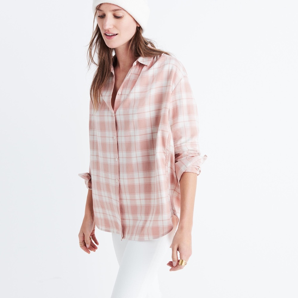 Madewell Light Pink Plaid Button Down Shirt